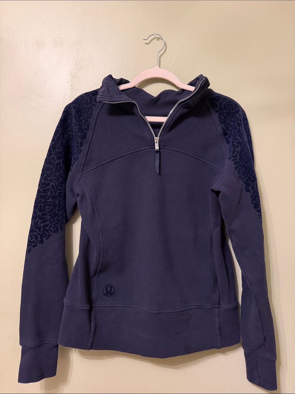 lululemon athletica Navy Floral-Accent Half-Zip Pullover